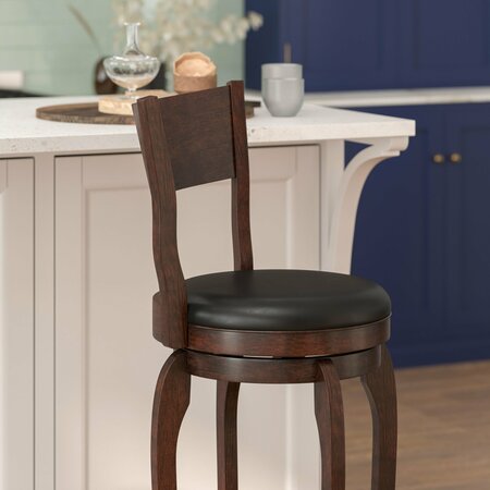 Flash Furniture Nichola Classic Open Back Swivel Pub Barstool w/Wood Frame & LeatherSoft Seat, Espresso/Black ES-NT2-29-ESP-GG